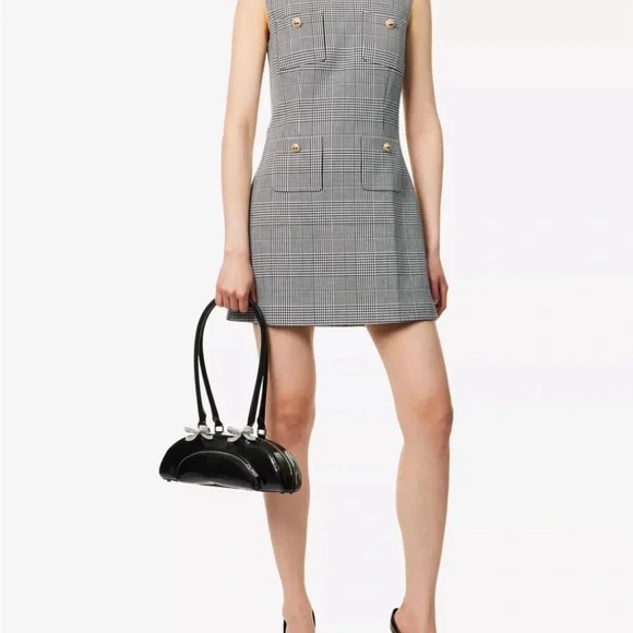 SELF-PORTRAIT Check-Print Sleeveless Stretch-Woven Minidress US 12 - Picture 4 of 16